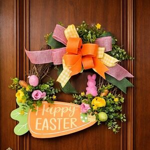 Easter Wreath with Orange and Pink Accents